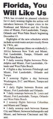 October 1, 1979 announcement in the TWA Skyliner.